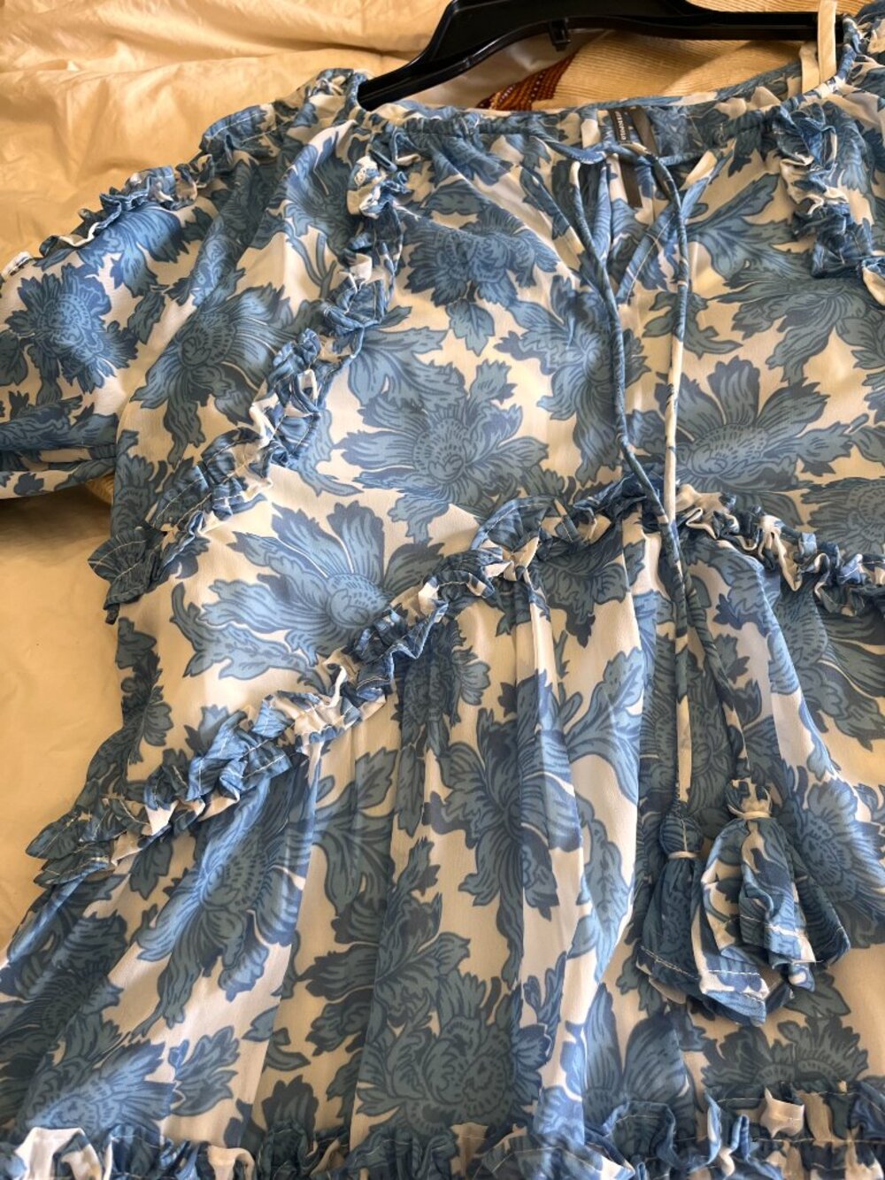 Anthropologie Long-Sleeve Ruffle Mini Dress XSP - Picture 6 of 6